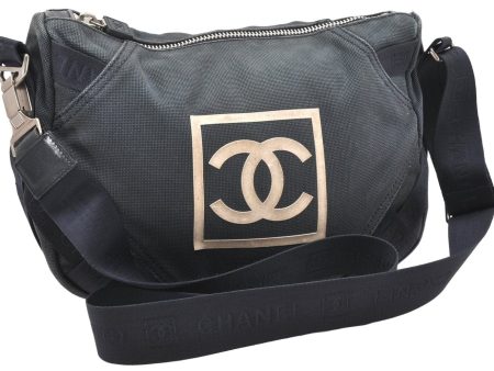 Authentic CHANEL Sports Line CC Logo Shoulder Cross Body Bag Canvas Navy 6193K Supply