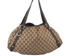 Authentic GUCCI Abbey Shoulder Tote Bag GG Canvas Leather 130736 Brown 5796K Supply