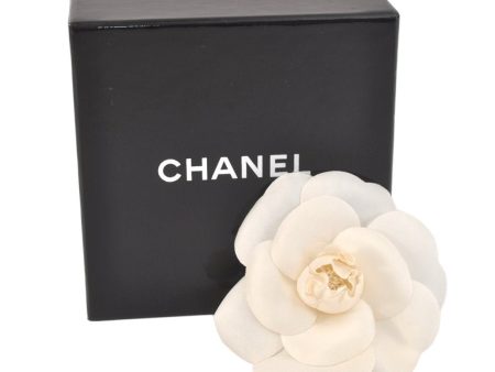 Authentic CHANEL Camellia Corsage Brooch Nylon White Box 4547L Hot on Sale