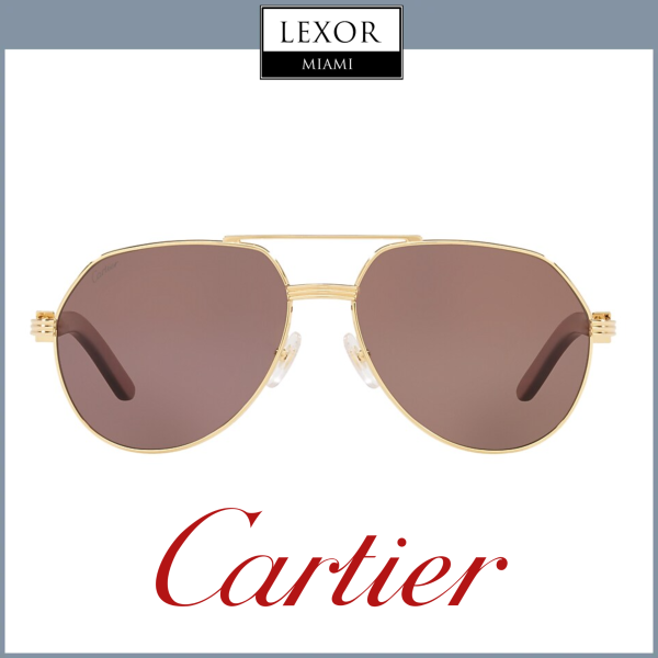 Cartier Sunglasses CT0272S 004 60 MAN METAL WOOD on Sale