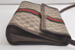 Authentic GUCCI Web Sherry Line Shoulder Cross Bag GG PVC Leather Brown 6230K Cheap