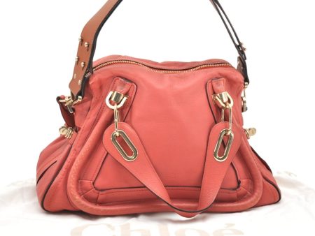 Authentic Chloe Paraty Medium 2Way Shoulder Hand Bag Purse Leather Pink 5266K Discount