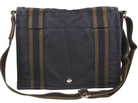 Authentic HERMES Fourre Tout Bassus PM Shoulder Cross Bag Canvas Navy Blue 6225K For Cheap