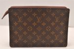 Authentic Louis Vuitton Monogram Pochette Homme Clutch Hand Bag M51795 LV 6189K on Sale