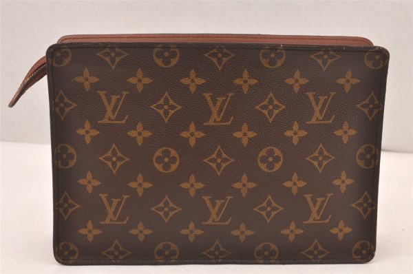 Authentic Louis Vuitton Monogram Pochette Homme Clutch Hand Bag M51795 LV 6189K on Sale