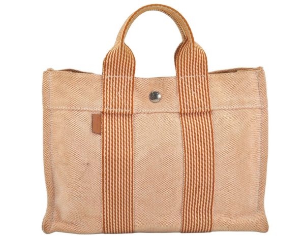 Authentic HERMES Vintage New Fourre Tout PM Tote Hand Bag Canvas Orange 6242K Online Sale