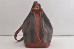 Authentic FENDI Pequin Shoulder Drawstring Bag PVC Leather Brown Black 5487K Hot on Sale