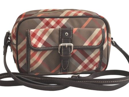 Authentic BURBERRY BLUE LABEL Check Shoulder Cross Bag Nylon Leather Beige 5477K Cheap