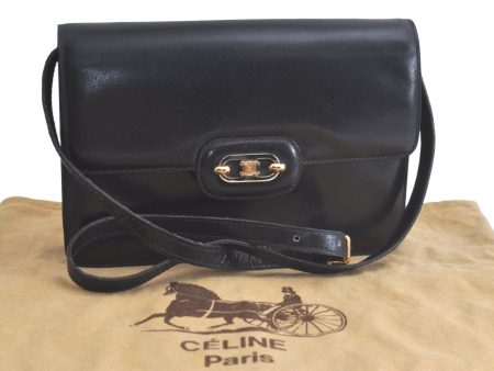 Authentic CELINE Vintage Shoulder Cross Body Bag Purse Leather Black 5363K Online