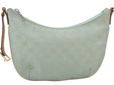 Authentic GUCCI Shoulder Bag GG Canvas Leather 0050813 Light Blue Junk 6161K on Sale