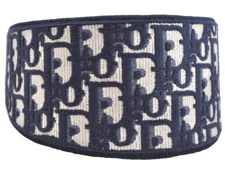 Authentic Christian Dior Trotter Hair accessory Head band Canvas Navy Blue L1770 on Sale