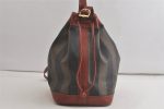 Authentic FENDI Pequin Shoulder Drawstring Bag PVC Leather Brown Black 5487K Hot on Sale