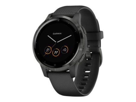 Garmin G1 010-02172-11 vivoactive 4S Slate Stainless Steel Bezel with Black Case and Silicone Band Unisex Watches Lexor Miami For Cheap