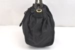 Authentic PRADA Tessuto Bow Ribbon Nylon Leather 2Way Hand Bag Black 5476K Hot on Sale