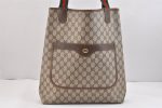 Authentic GUCCI Web Sherry Line Shoulder Tote Bag GG PVC Leather Brown 5414K Fashion