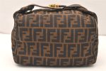 Authentic FENDI Vintage Zucca Hand Bag Purse Canvas Leather Brown 5475K For Discount