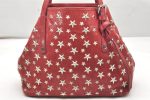 Authentic JIMMY CHOO Vintage Star Studs Leather Shoulder Tote Bag Red 5424K on Sale