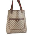 Authentic GUCCI Web Sherry Line Shoulder Tote Bag GG PVC Leather Brown 5414K Fashion