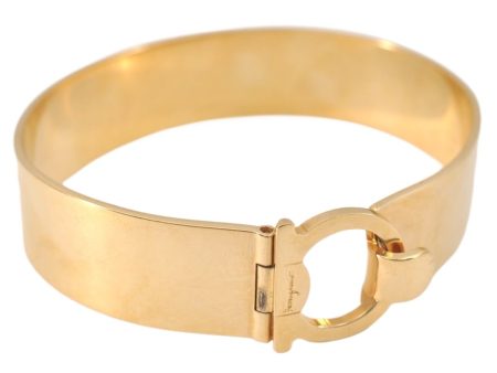 Authentic Salvatore Ferragamo Gancini Bangle Bracelet Gold Plating SF 3819L Cheap