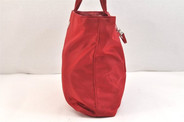 Authentic PRADA Vintage Nylon Tessuto Leather Shoulder Hand Bag Red 6771K Online Hot Sale