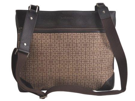 Authentic GIVENCHY Vintage Canvas Leather Shoulder Cross Body Bag Brown 5491K For Sale