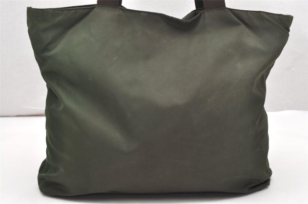 Authentic PRADA Vintage Nylon Tessuto Leather Shoulder Hand Bag Green 6221K Discount