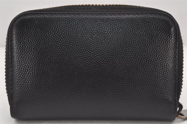 Authentic YVES SAINT LAURENT Vintage Coin Case Purse Leather Black 6251K Supply