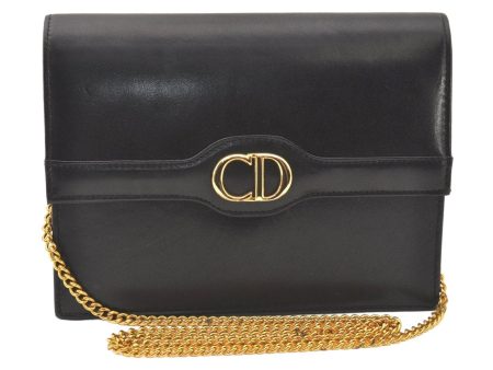 Authentic Christian Dior Chain Shoulder Cross Body Bag Leather Black Junk 5469K For Cheap