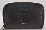 Authentic YVES SAINT LAURENT Vintage Coin Case Purse Leather Black 6251K Supply