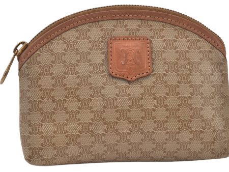 Authentic CELINE Macadam Blason Pattern Pouch Purse PVC Leather Beige 6228K Cheap