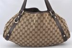 Authentic GUCCI Abbey Shoulder Tote Bag GG Canvas Leather 130736 Brown 5796K Supply