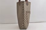 Authentic GUCCI Web Sherry Line Shoulder Tote Bag GG PVC Leather Brown 5407K Fashion