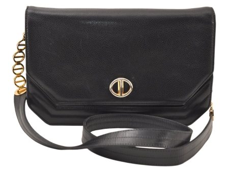 Authentic Christian Dior Shoulder Cross Body Bag Purse Leather Black 6246K Sale