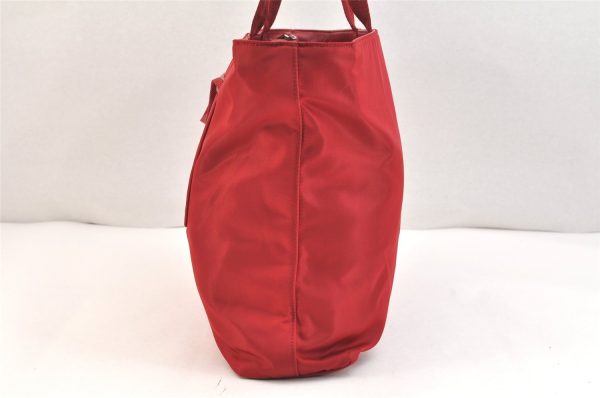 Authentic PRADA Vintage Nylon Tessuto Leather Shoulder Hand Bag Red 6771K Online Hot Sale