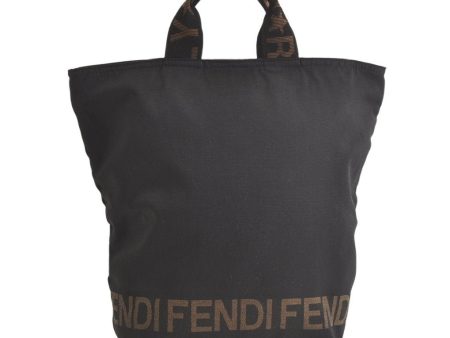 Authentic FENDI Vintage Nylon Leather Tote Hand Bag Black Junk 5392K For Cheap