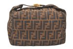 Authentic FENDI Vintage Zucca Hand Bag Purse Canvas Leather Brown 5475K For Discount