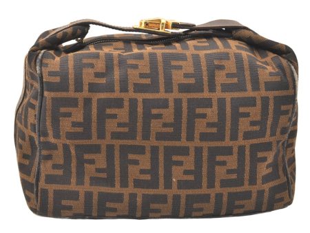 Authentic FENDI Vintage Zucca Hand Bag Purse Canvas Leather Brown 5475K For Discount