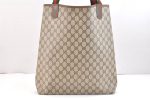 Authentic GUCCI Web Sherry Line Shoulder Tote Bag GG PVC Leather Brown 5414K Fashion