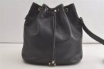 Authentic Christian Dior Shoulder Drawstring Bag Purse Leather Black Junk 5460K Online now