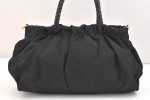 Authentic PRADA Tessuto Bow Ribbon Nylon Leather 2Way Hand Bag Black 5476K Hot on Sale