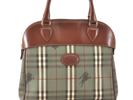 Authentic Burberrys Vintage Check PVC Leather Shoulder Hand Bag Green 5438K Online Sale