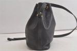 Authentic Christian Dior Shoulder Drawstring Bag Purse Leather Black Junk 5460K Online now