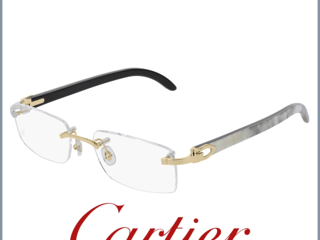 Cartier CT0046O 001 53 Horn and Metal Optical Frame Unisex upc 843023135263 Online Hot Sale