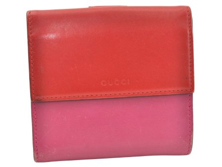 Authentic GUCCI Vintage Bifold Wallet Purse Leather 410104 Pink 6232K Online now