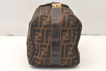 Authentic FENDI Vintage Zucca Hand Bag Purse Canvas Leather Brown 5475K For Discount