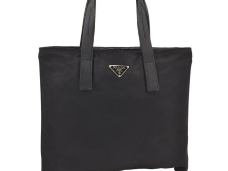 Authentic PRADA Vintage Nylon Tessuto Leather Hand Bag Purse Black 6056K Online