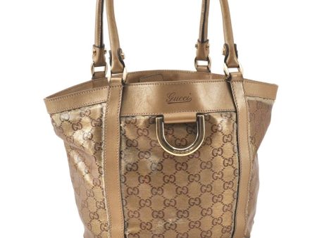 Authentic GUCCI GG Crystal Abbey Shoulder Tote Bag PVC Leather 211983 Gold 5396K Online Sale