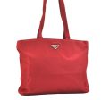 Authentic PRADA Vintage Nylon Tessuto Leather Shoulder Hand Bag Red 6771K Online Hot Sale