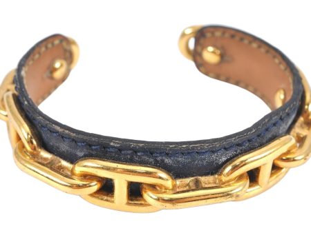 Authentic HERMES Chaine d Ancre Bangle Bracelet Accessory Gold Black 5100L Online now