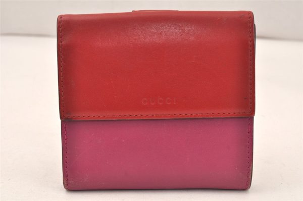 Authentic GUCCI Vintage Bifold Wallet Purse Leather 410104 Pink 6232K Online now